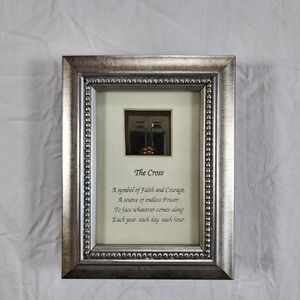 Pewter Finished Framed Inspirational Cross Art